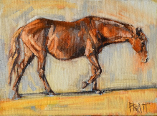Mahogany Mare, by the Waterhole - Original Art - Jennifer Pratt Artist - Shop equestrian art, horse paintings and horse portraits