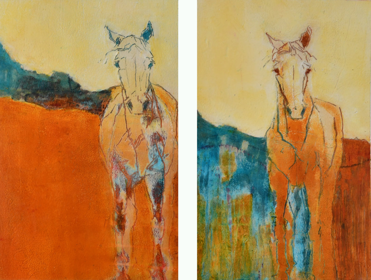 Arizona I & II - Original Art - Jennifer Pratt Artist - Shop equestrian art, horse paintings and horse portraits