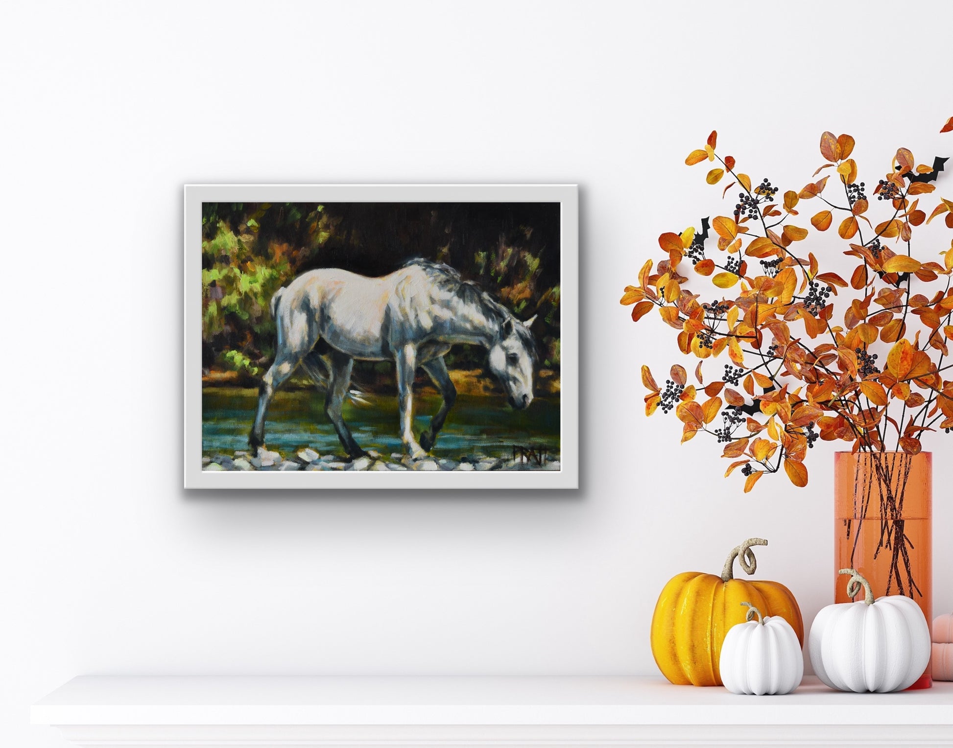 Silver by the River - Original Art - Jennifer Pratt Artist - Shop equestrian art, horse paintings and horse portraits