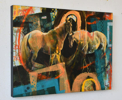 Two Geldings in a Paddock - Original Art - Jennifer Pratt Artist - Shop equestrian art, horse paintings and horse portraits