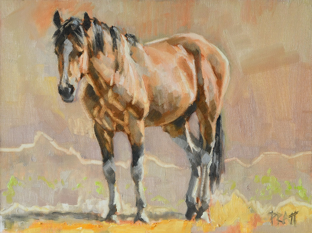 Waterhole Snooze - Original Art - Jennifer Pratt Artist - Shop equestrian art, horse paintings and horse portraits